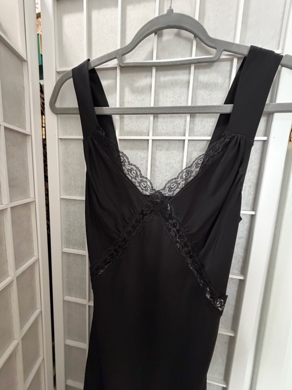 Reformation Black Backless Lace-Trim Slip Dress
